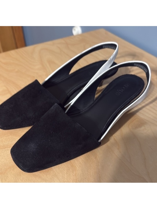 Neous Shoes - Neous Black & White Slingback Mini Heels